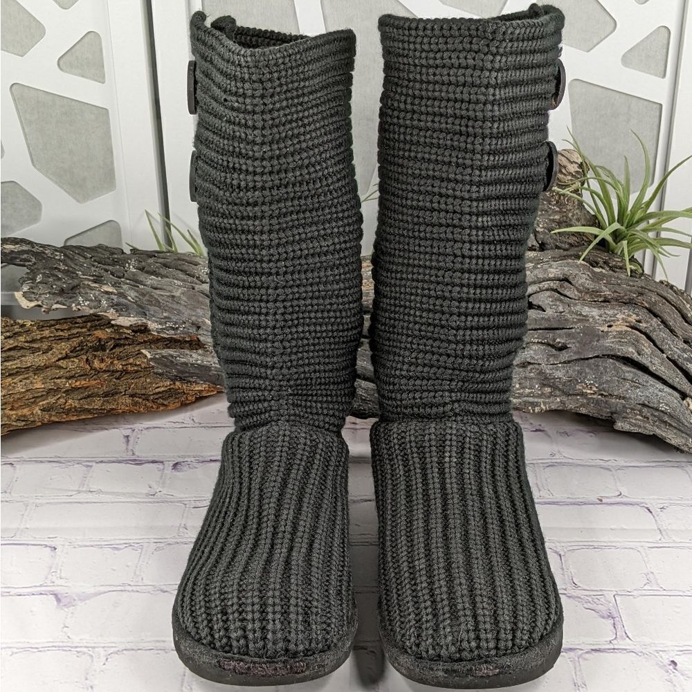 UGG® Classic Cardy Button Detailed Knit Boots - Picture 3 of 11